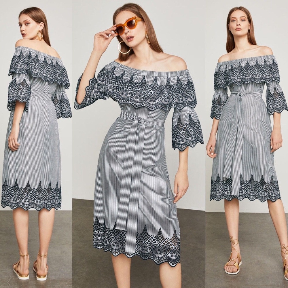 BCBGMAXAZRIA Off-The-Shoulder Embroidered Dress BN